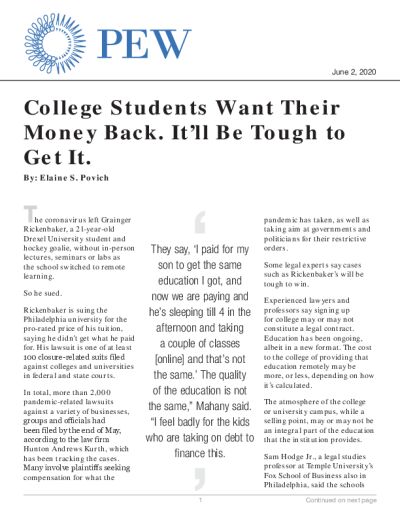 College Students Want Their Money Back. It’ll Be Tough to Get It.