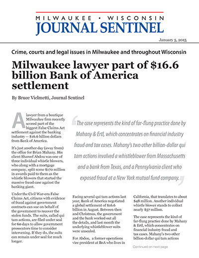 Milwaukee lawyer part of $16.6 billion Bank of America settlement