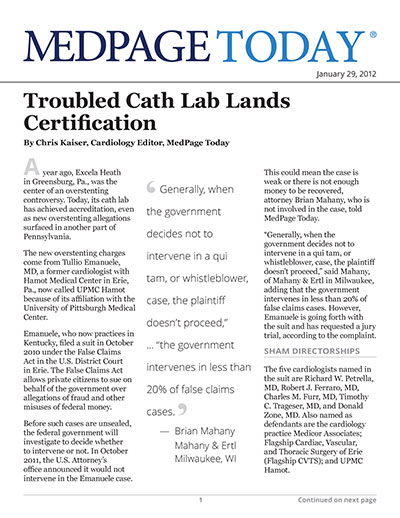 Troubled Cath Lab Lands Certification