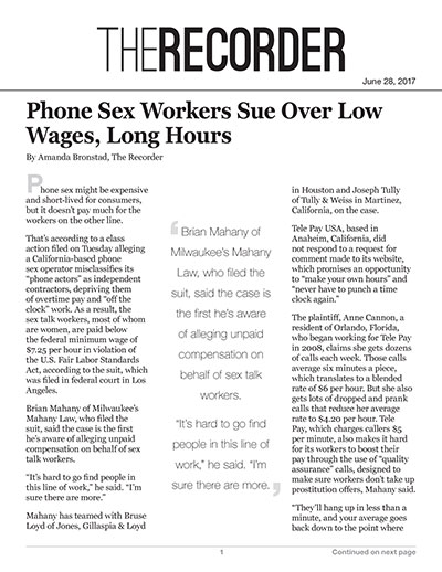 Phone Sex Workers Sue Over Low Wages, Long Hours