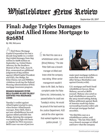 Final: Judge Triples Damages against Allied Home Mortgage to $268M