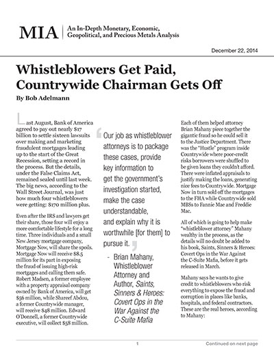 Whistleblowers Get Paid, Countrywide Chairman Gets Off