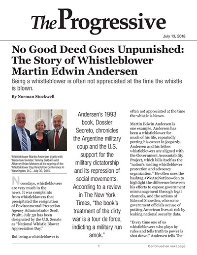 No Good Deed Goes Unpunished: The Story of Whistleblower Martin Edwin Andersen