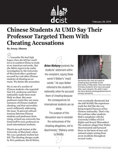 Chinese Students At UMD Say Their Professor Targeted Them With Cheating Accusations